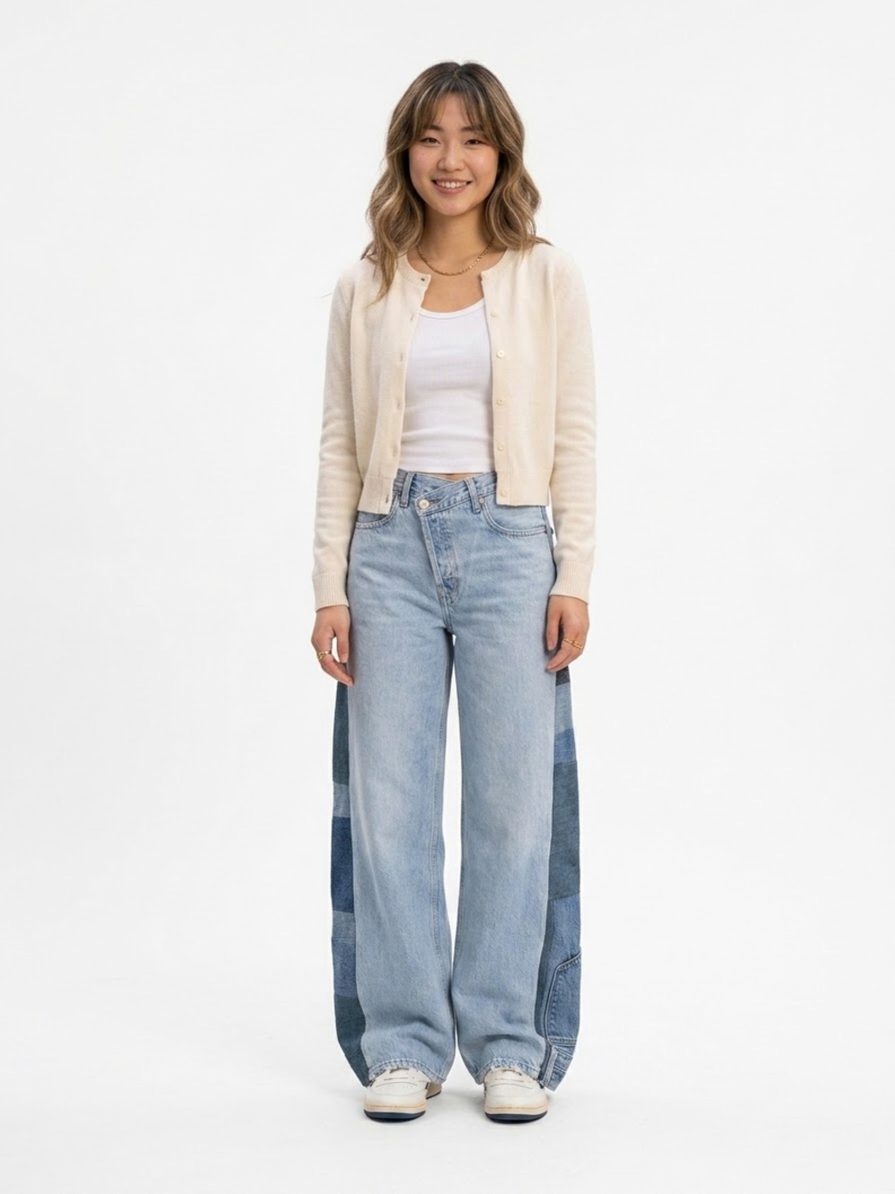 Agolde reworked high rise wide leg Jeans with Patchwork Side Panels 23